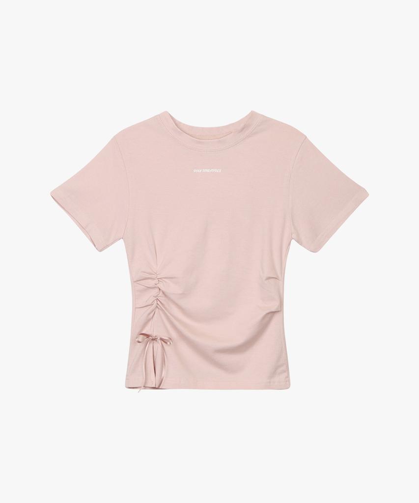 PINK PINEAPPLE Mori Line Slit Flow T-Shirt_Pink