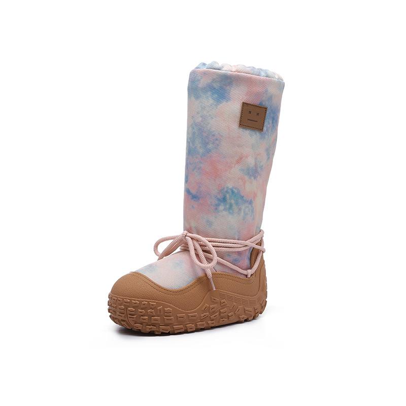 Big Northeast Explosion Smiley Face Snow Boots 2025 Winter Tall Tube Niche Thick-soled Fat Bread Cotton Shoes Long Boots Women