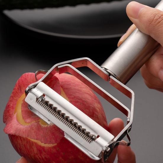Edelstahl-Schäler Rostbeständig Doppelklinge Obst Gemüse Schäler Multifunktions-Küchenwerkzeug zum Scheiben Raspeln Julienne