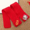 Adorable Red Color Knitted Cat Scarf Warm Embroidered New Year Dog Scarf Festive Blessing Pet Scarf Bib Chinese New Year
