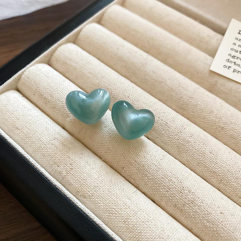 French fresh blue geometric flower resin earrings light luxury stud earrings personality temperament earrings women