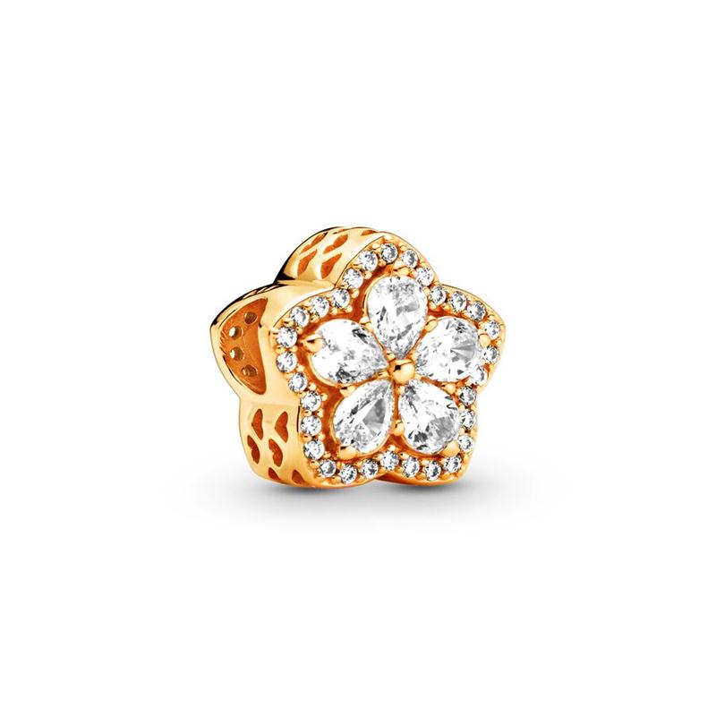 NEW DIY Sparkling Gold-Plating Serise Family Star Flower Cake Charm Bead Fit Silver European Bracelet Jewelry Gift