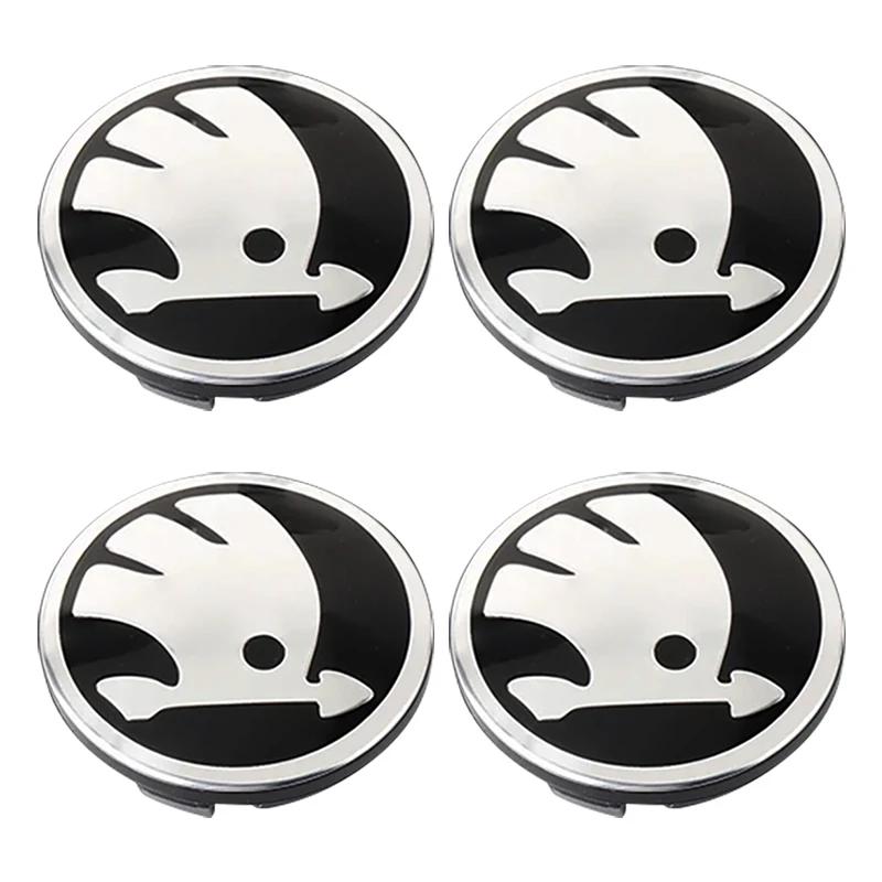 4Pcs 56mm Car Wheel Center Caps Hub Cap Covers Emblem Styling For Skoda Octavia Kodiaq Fabia Rapid Superb A5 A7 2 Kamiq Karoq