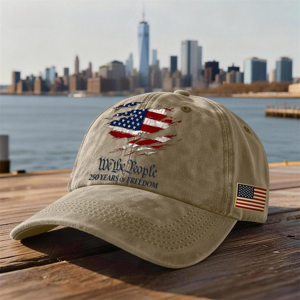 Unisex USA 250th Anniversary Printed Distressed Washed Baseball Cap | Patriotic Vintage Hat For Celebrations
