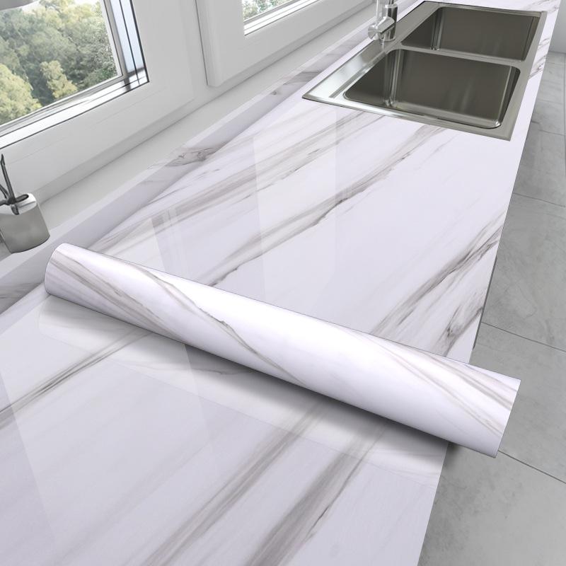 Marble-patterned Self-adhesive Wallpaper, Stove and Cabinet Film, Kitchen Oil-proof Stickers, Tile Wallpaper, and Refurbished Tabletop Stickers KTY