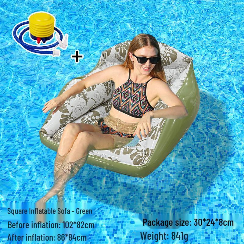 Tumbona Flotante Inflable Plegable Transfronteriza con Respaldo y Malla