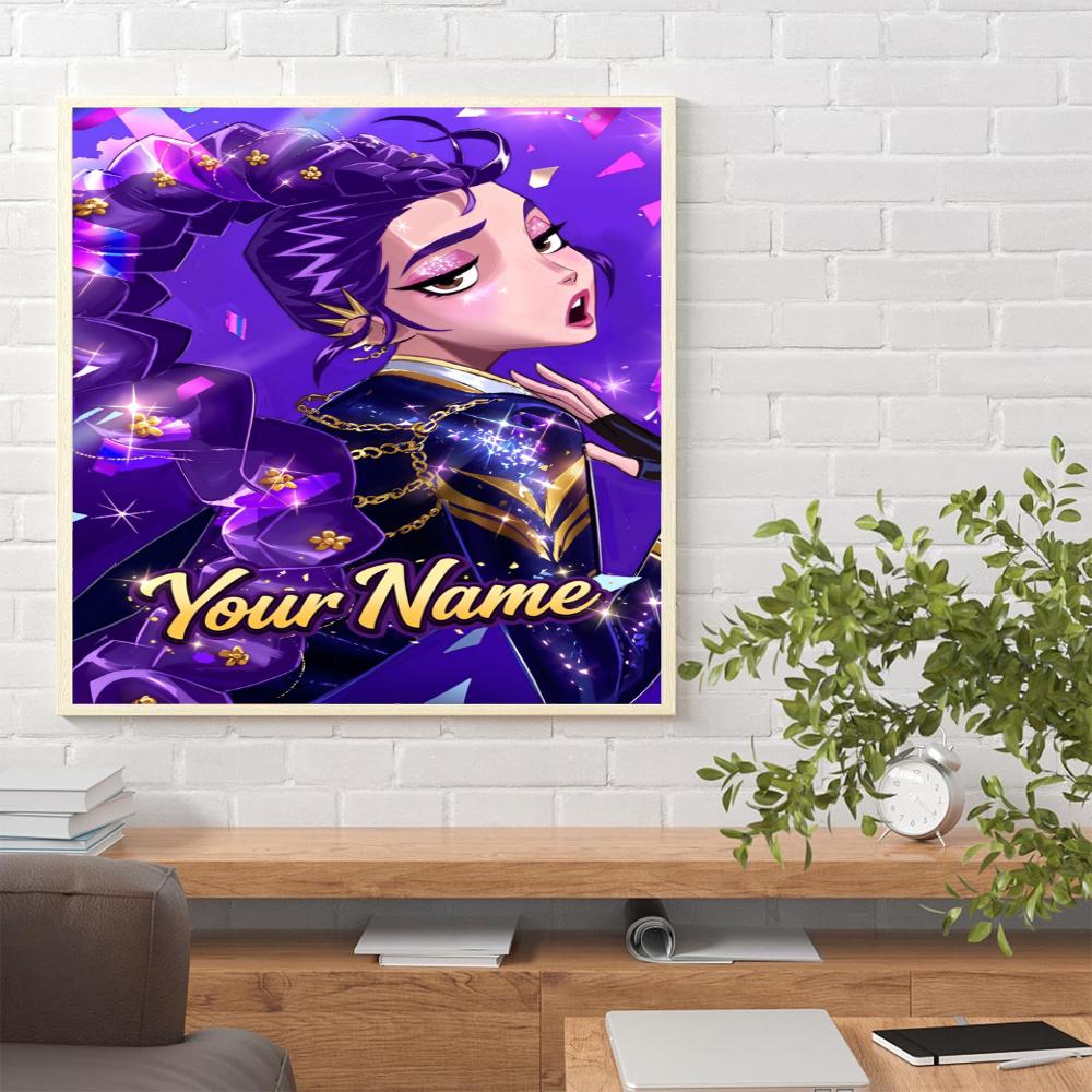 Kpop Demon Hunters Customize Your Name Diamond Painting Round Diamond Rhinestones Mosaic Diamond Embroidery Wall Paintings Rhinestones Gift Frameless