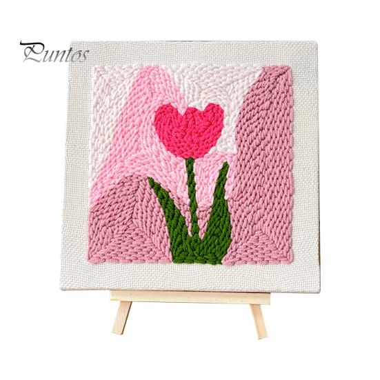 

Пакет для вышивки штампом, набор для самостоятельной вышивки, набор для дырокола с цветочными узорами, пряжа, инструкция, набор игл для дырокола для начинающих A