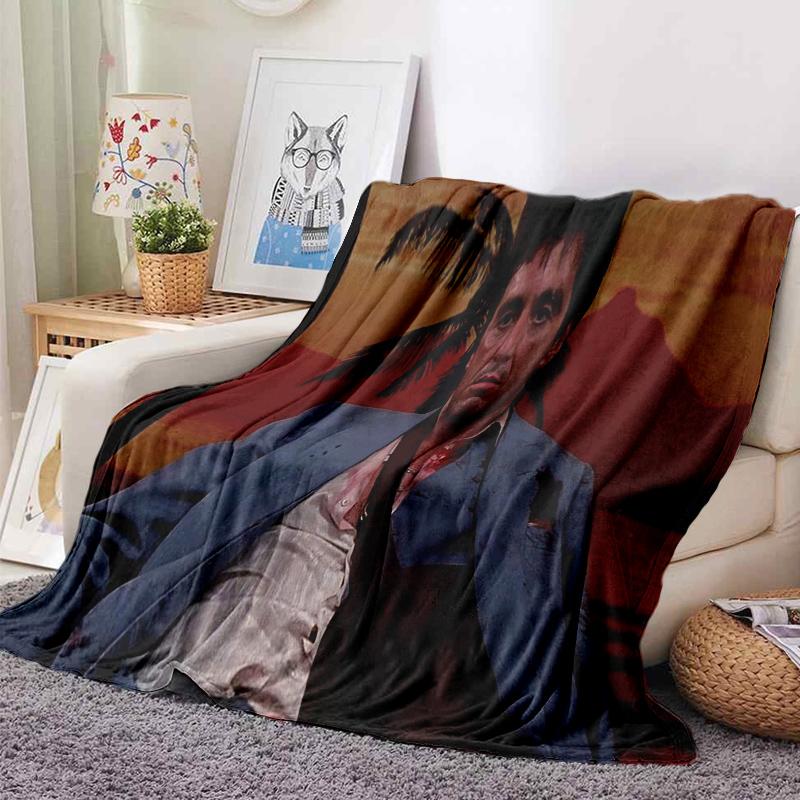 

130x150cm Printing Movie Scarfacess Tony HD Blanket,Soft Throw Blanket for Home Bedroom Bed Sofa Picnic Travel Office Blanket 75x90cm белый