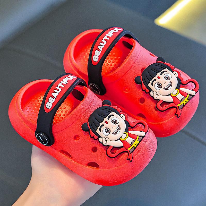 

Children s Nezha slippers for summer, boys indoor non-slip home cartoon soft-soled toddler closed-toe clogs for girls 21-22Inner Length13cm abo