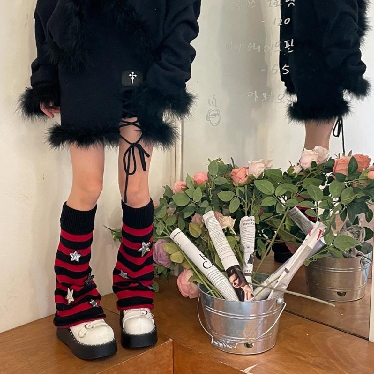 Star Striped Leg Warmers for Women-Lolita Boot Stockings 80s Party Legwarmers