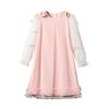 Girls' 2025 Autumn Long Sleeve Dress with 3D Bow & Sweet Mesh Skirt - Stylish Korean Design