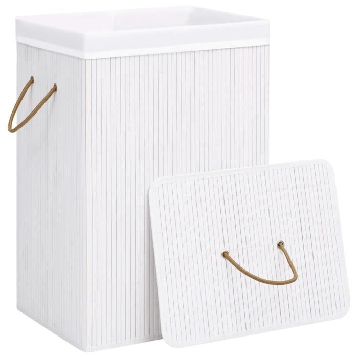 VidaXL Panier à linge avec une seule section bambou blanc 320751