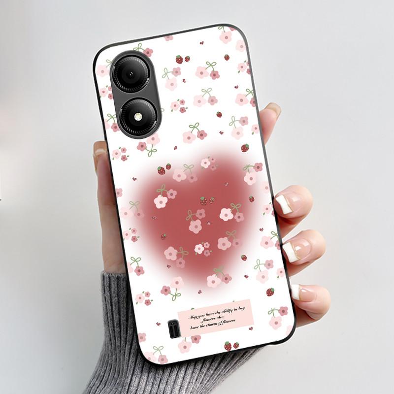 Custodia con Stampa per ZTE Blade A33S A34 Guscio Nero in Morbido Silicone per ZTE Blade A31 Plus Custodia Carina con Fiori e Cartoni Animati