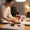 Decorative Christmas Gifts Snowman Candle Holder, Metal Candlestick Ornament with Top Seasonal Holiday Display Hat And Scarf for Table Centerpiece