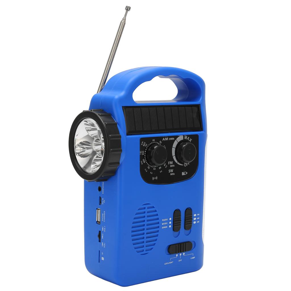 Hand Crank Solar Radio AM FM SW Emergency Radio with LED Flashlight Reading Light MP3 Player for Outdoor Camping