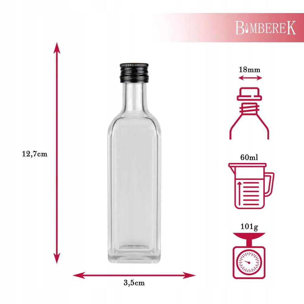 10X Butelka Marasca 60Mlna Alkohol Oliwę + Zakrętka Wesele Ślub Prezent