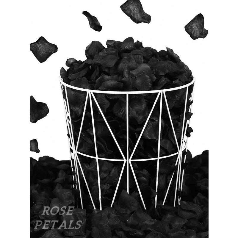 2000pcs- Rayon Rose Petal Decoration Rose Petal Black For Wedding Party Halloween Decoration, Gift Box Filler, Rose Ya Romantic, Rose Petal Proposal