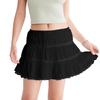 2025 Summer Women's High Waist Pleated Lace Trim Midi Skirt - Age-Reducing A-Line Design