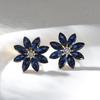 Vintage Light Luxury Colorful Diamond Sunflower Ear Clips High End Crystal Earrings Elegant Evening Party Jewelry