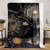 Mystic Sun Moon Stars Tapestry Illustration Patterned Flannel Blanket Perfect for the Bedroom Living Room, Sofa, or a Little Nap