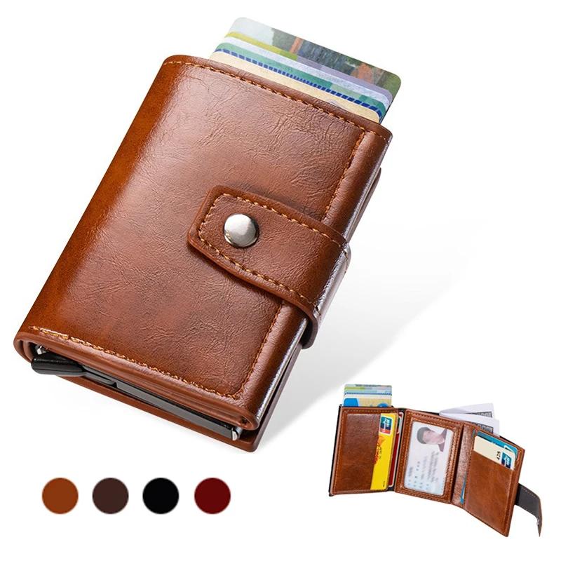 Men Women Unisex Minimalist ID Bank Credit Card Holder Case Slim Mini Aluminum Men Pop-Up Wallet Travel Cardholder Purse