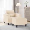 Vidaxl Armchair with Footrest, Beige, 60 Cm, Upholstered with Microfiber