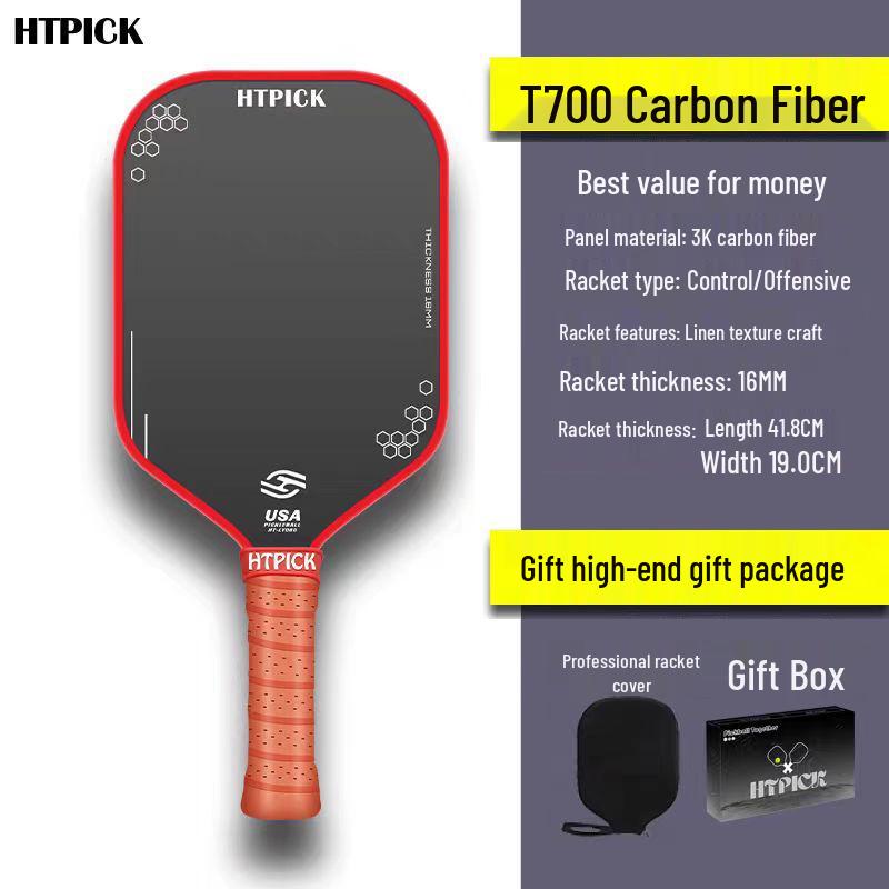 HTPICK Carbon Fiber Frosted Pickleball Racket - Professional Competition Level T700 for Outdoor Sports