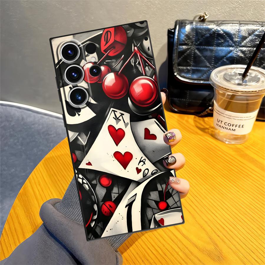 Case for Samsung Galaxy S26 Ultra S24 S10 S9 S21 FE S23 S20 Ultra Note 20 8 9 10 S25 Plus Funda Phone Cover Poker Mushroom