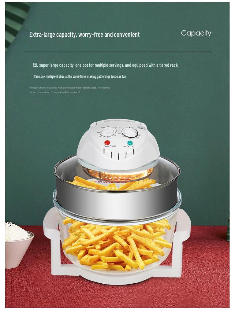 Friggitrice ad aria in vetro e forno a microonde alogeno 110V - Standard europei, britannici e americani