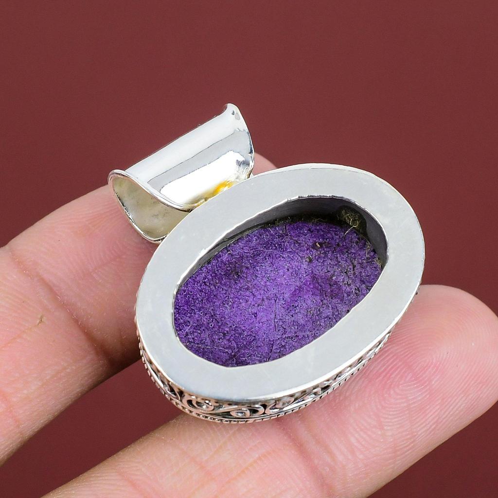 Purpurite Pendant Genuine Gemstone Pendant 925 Sterling Silver Pendant Dainty Vintage Pendant Handmade Jewelry Gifts For Mom Stylish Pendant