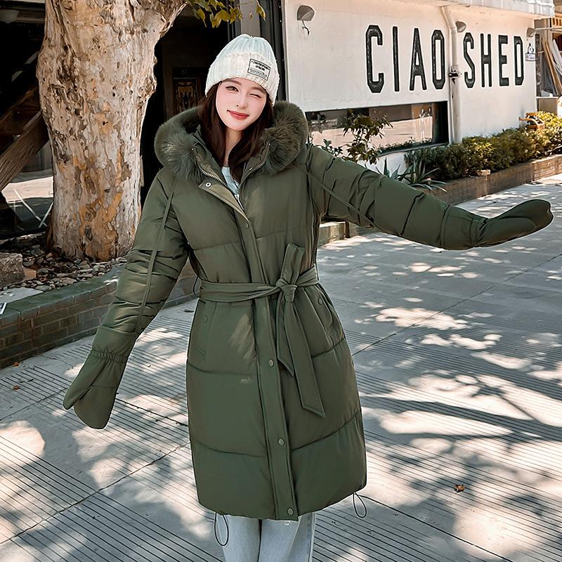 Fashion temperament cotton-padded clothes women's winter new foreign style jacket top cotton-padded clothes big fur collar coat women's cotton-padded