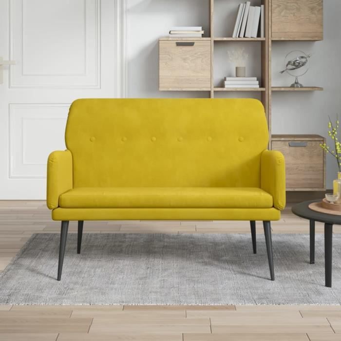 351420 vidaXL Banc Jaune 108x79x79 cm Velours