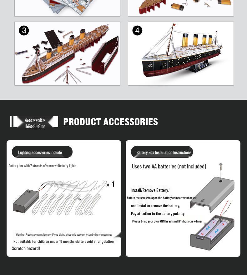 Titanic 3D Jigsaw Puzzle Ship Model - Handmade Gift for Girlfriend