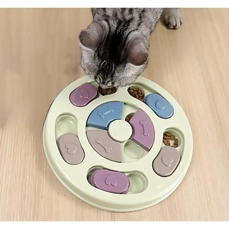 Smart Tool Food Compartments Pet Slow Feeder Wheel Puzzle Dog Feeding Tray Slow Feeder Pet Bowl for Cats Dogs Playing Toys