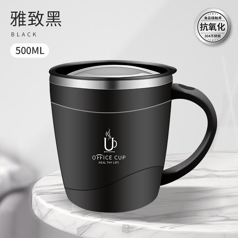 304 Stainless Steel Double-Layer Thermos Cup Office Coffee Cup With Handle Tea Cup Gift