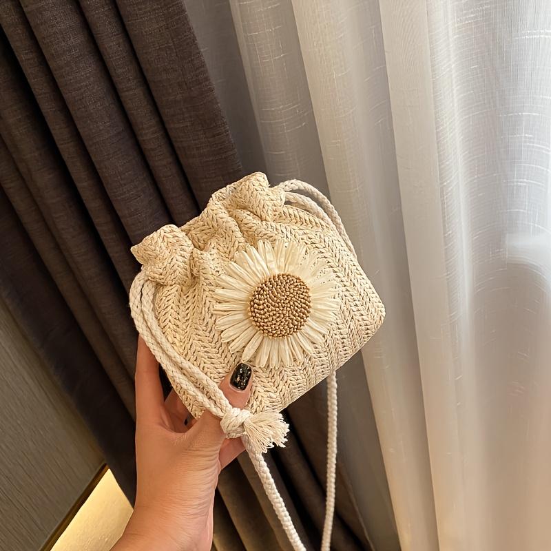 Single-shoulder Crossbody Bag Bucket Bag, Girls Straw Shoulder Bag, Beach Bag