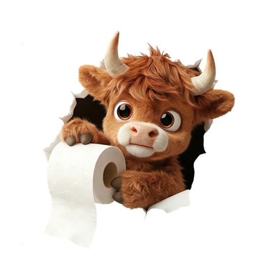 

Cute Animal Toilet Sticker Waterproof Funny Whale/Highland Cow/Crab Toilet Seat Lid Decals DIY Self Adhesive Bathroom Wall Sticker H