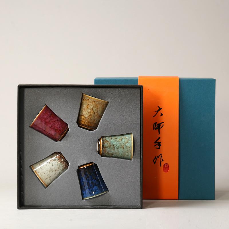 Japanese Style Kung Fu TeaCup Set Creative Household Tea Cup Master Cup Teaset Personal Water Cup Tea Ceremony Gift Box New