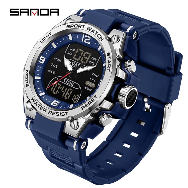 Sanda Multifunctional Dual Display Sports Watch - Luminous, Large Dial, Waterproof