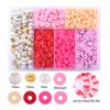 6mm Polymer Clay Beads Kit Flat Round Spacer Beads Kit with Alphabet Beads Pearls for Bracelets Necklace Making Jewelry DIY