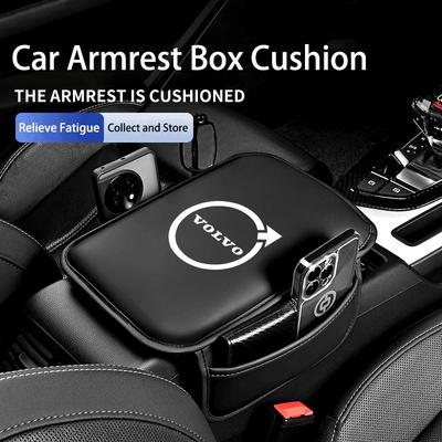 Auto-Mittelarmlehnen-Box-Polster Lederkissen Mit Tasche Zentral Für XC90 V90 V60 XC60 V40 S80 S60 S90 C40 XC40 V70 XC70 C30 C70