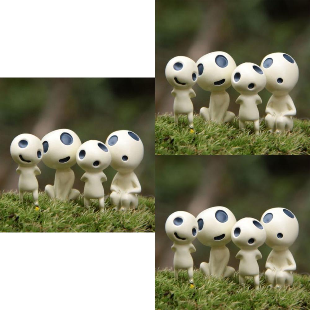 Enchanting 4pcs Cute Studio Ghibli Princess Mononoke Forest Spirit Elf Kodama Figures Collection