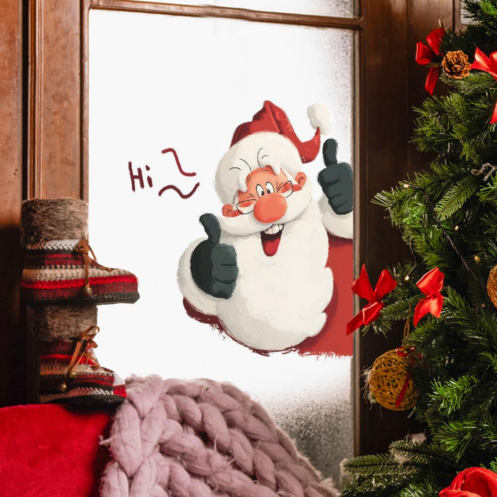 Decorazione Domestica Personalizzata Babbo Natale Adesivi Antistatici per Vetri di Porte e Finestre