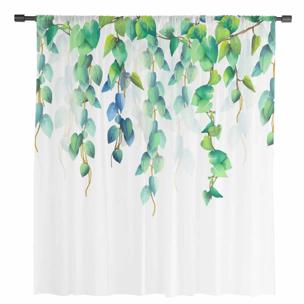 Pastoral Plants Flowers Sheer Curtains For Living Room Kitchen Window Curtains Bedroom Tulle Voile Curtains