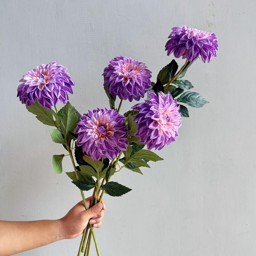 Lifelike artificial dahlia flower with 1 heads long branch silk flower for home wedding decor birthday party bedroom Decoration