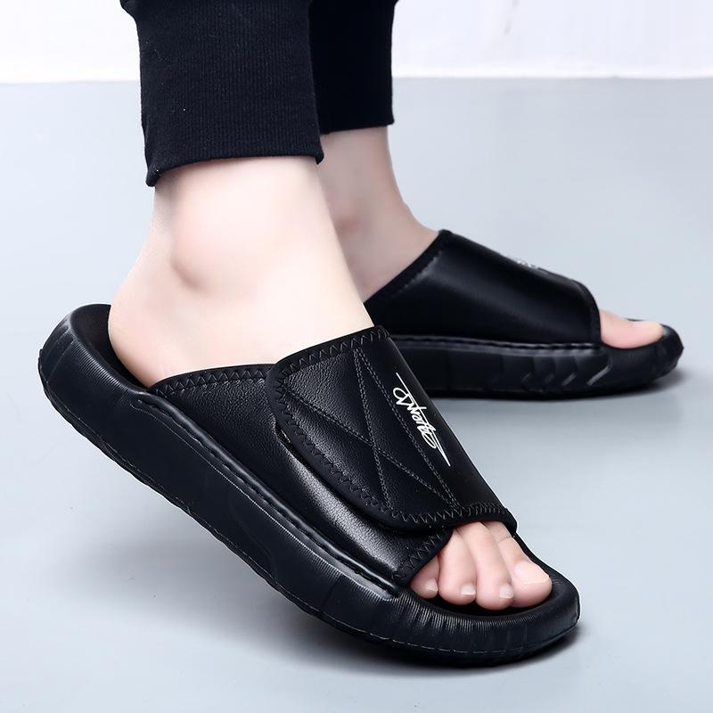 The first layer of cowhide men's slippers 2025 new EVA thick bottom high-end non-slip sandals do not smell household leather slippers