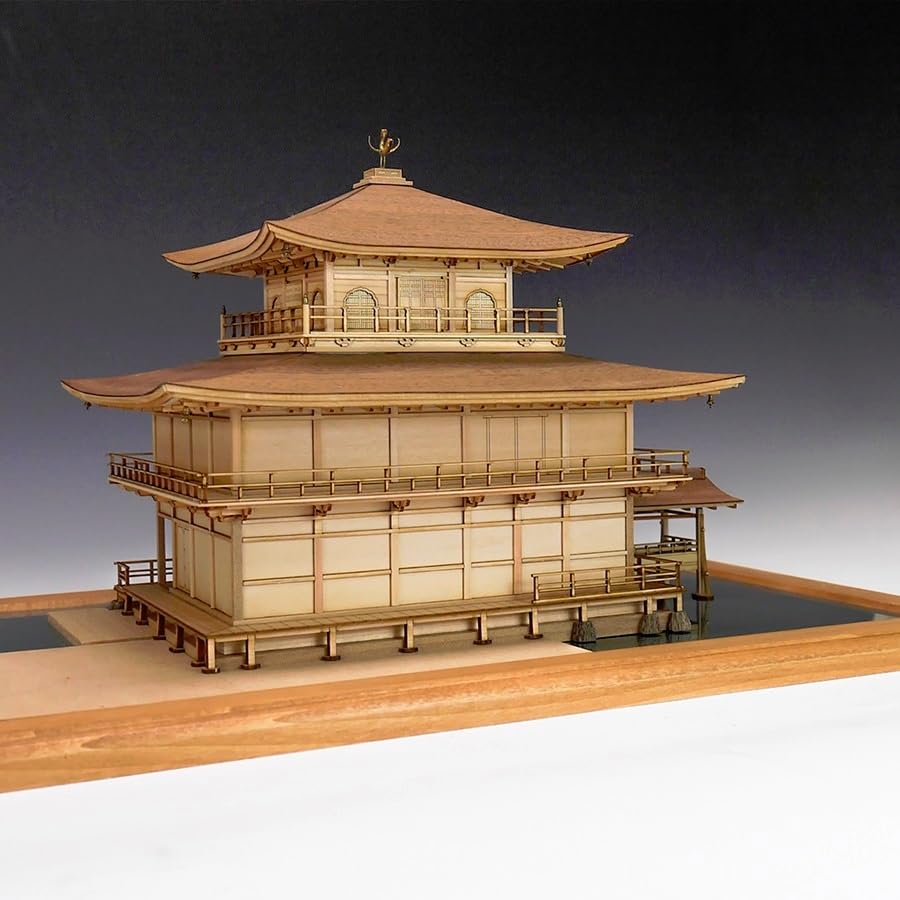 Woody Joe 1/75 Scale Rokuon-ji Temple Golden Pavilion, Plain Wood, Wooden Model Assembly Kit (Building)