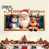 Holiday Background Decals for Shop Christmas Wall Stickers, Santa Claus Reindeer And Snowman with Photo Frame Removable Stickers Design, PVC