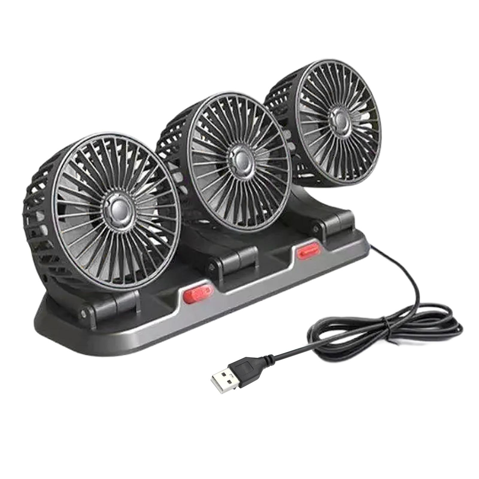 

Car Three Head Fan 2 Gear Adjustable Cooling Fan for Vehicles Office Dashboard Mount USB Powered Ventilation Cooling Fan 1